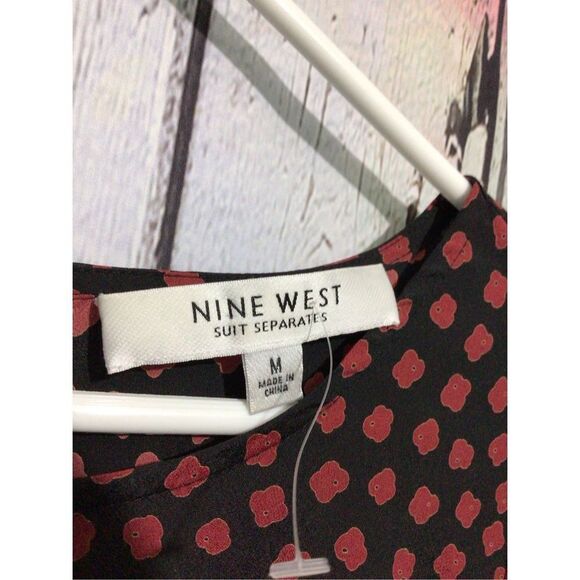NEW Nine West Blouse Size Medium Black Red💕❤️ - Picture 2 of 11